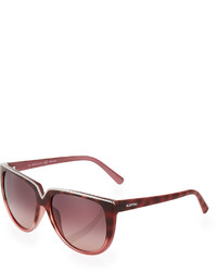 Valentino Oversized Rectangular Plastic Sunglasses Havana Redbrown