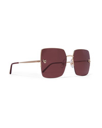 Cartier Eyewear Panthre Square Frame Gold Plated Sunglasses