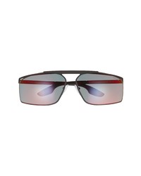 Prada Linea Rossa Prada 68mm Irregular Sunglasses In Black Rubber Mirror Blue Red At Nordstrom