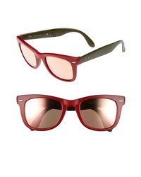 Ray-Ban Folding Wayfarer 50mm Sunglasses Matte Red One Size
