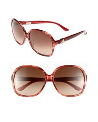 Salvatore Ferragamo Oversized Sunglasses Striped Red One Size