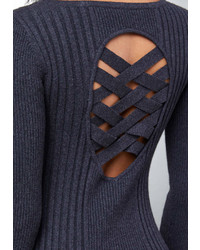 Bebe Cage Keyhole Sweater Dress