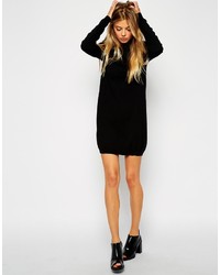 Asos Collection Knitted Sweater Dress With Sheer Mesh Inserts