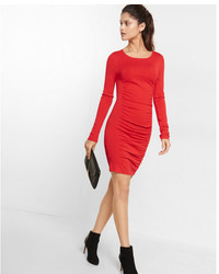 Express Crew Neck Ruched Sweater Dress