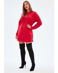 Missguided Curve Red Sweater Dress