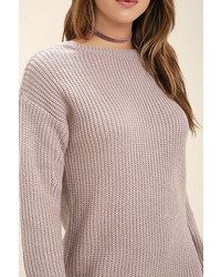 LuLu*s Bringing Sexy Back Mauve Backless Sweater Dress