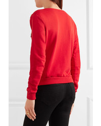 PIERRE BALMAIN Appliqud Cotton Jersey Sweatshirt Red