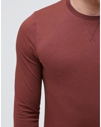 Asos Brand Lightweight Muscle Sweatshirt In Dark Red