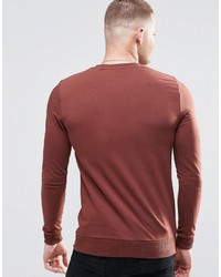 Asos Brand Lightweight Muscle Sweatshirt In Dark Red