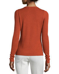 Carolina Herrera Classic Cashmere Blend Sweater Brick