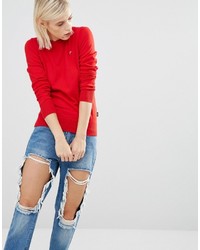 Love Moschino Heart Clip Cotton Sweater In Red