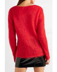 Saint Laurent Mohair Blend Sweater Red