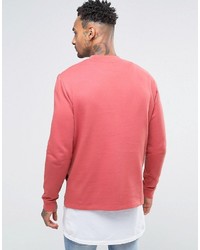 Asos Sweatshirt With Reverse Loopback Kangaroo Pocket In Pink