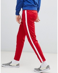 Bershka Casual Trousers In Red With White