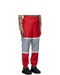 Burberry Red And Silver Bi Color Track Pants