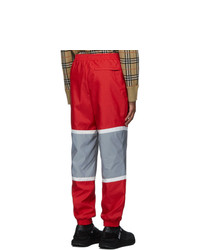 Burberry Red And Silver Bi Color Track Pants