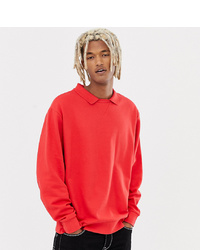 Collusion Collared Sweatshirt In Red