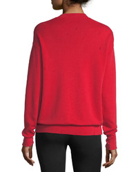 Helmut Lang Distressed Gart Dyed Split Neck Cotton Sweatshirt