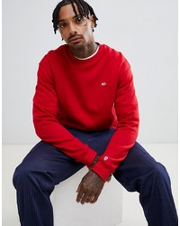 Tommy Jeans Oversized Classics Crewneck Sweatshirt Flag Logo In Red