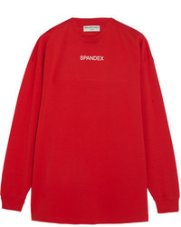 Balenciaga Oversized Printed Stretch Cotton Jersey Sweatshirt Red