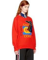 Gucci Red Embroidered Ufo Sweatshirt