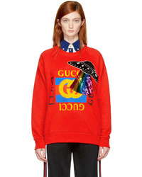 Gucci Red Embroidered Ufo Sweatshirt