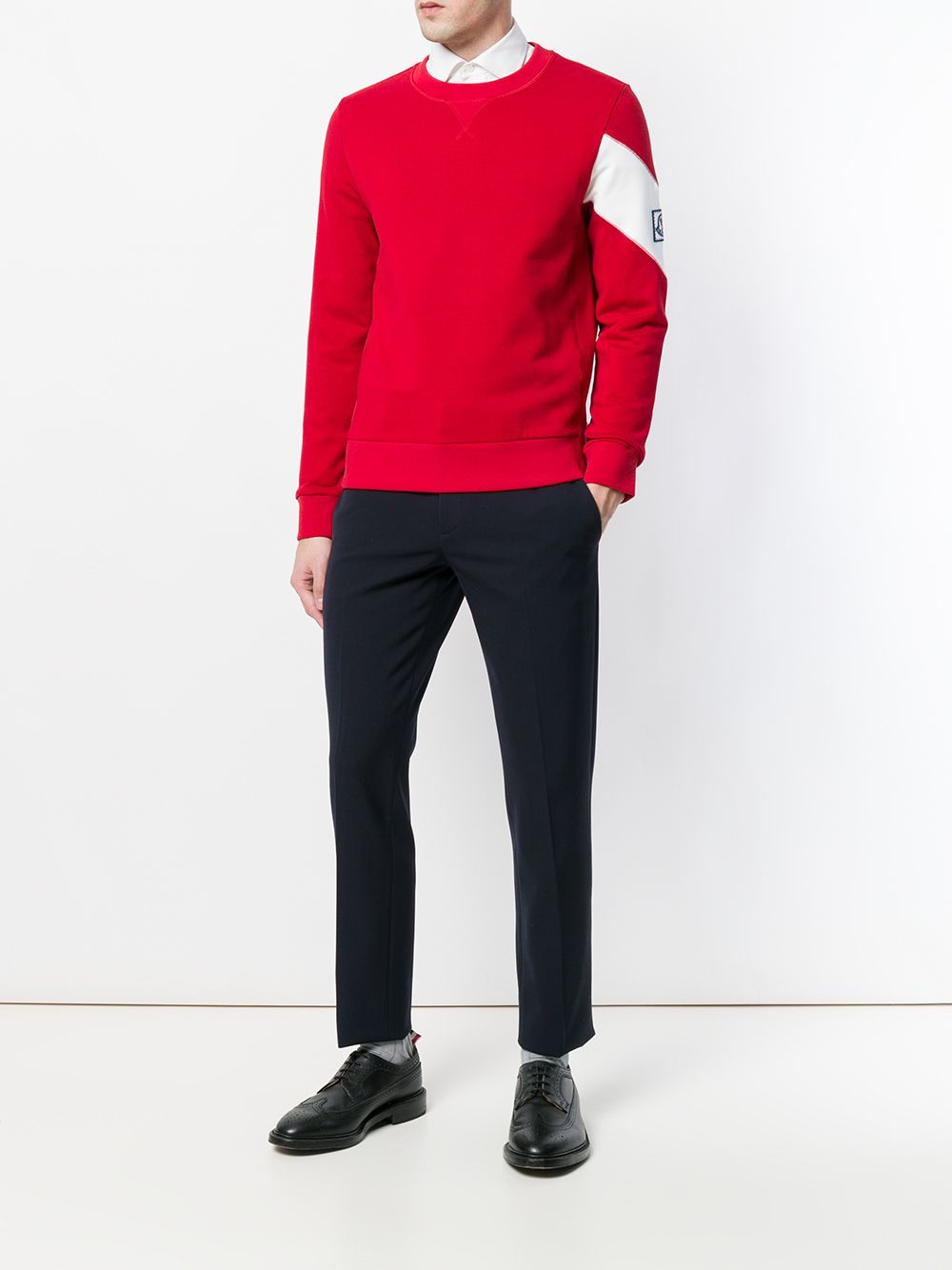 Moncler Gamme Bleu Sleeve Logo Sweatshirt Red