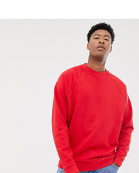 ASOS DESIGN Tall Oversized Sweatshirt With Rib Detail In Red
