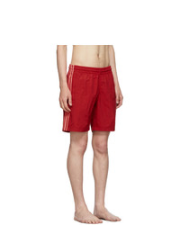 adidas Originals Red 3 Stripes Swim Shorts
