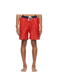 Solid and Striped Red The California Seersucker Swim Shorts