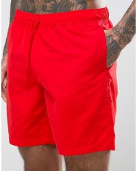 Asos Swim Shorts In Red Mid Length