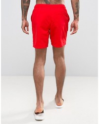 Asos Swim Shorts In Red Mid Length