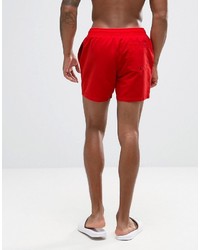 Asos Swim Shorts In Red Short Length