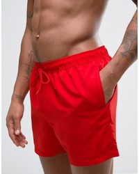 Asos Swim Shorts In Red Short Length