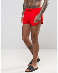 Asos Swim Shorts With Extreme Side Splits In Red Super Short Length