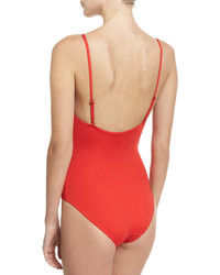 Onia Arianna Zip Front One Piece Swimsuit Red