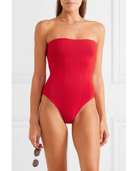 Hunza G Bandeau Ribbed Seersucker Swimsuit