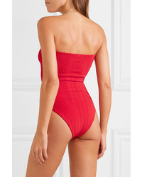 Hunza G Bandeau Ribbed Seersucker Swimsuit