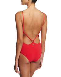 Stella McCartney Broderie Anglaise One Piece Swimsuit Red