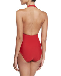 Norma Kamali Halter Sweetheart Mio One Piece Swimsuit Red
