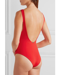 Mara Hoffman Lace Up Swimsuit Red