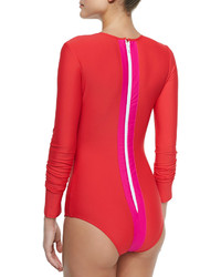 Cover Long Sleeve One Piece Swimsuit Redfuchsia