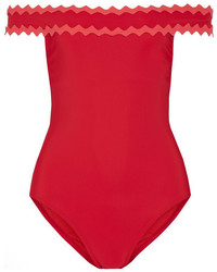 Karla Colletto New Wave Off The Shoulder Swimsuit Red