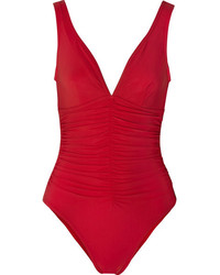 Karla Colletto Ruched Swimsuit Red