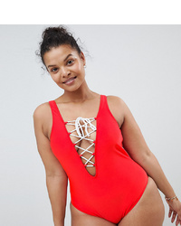 Brave Soul Plus Size Tie Front Swimsuit