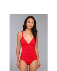Tommy Bahama Pearl Solids Ots V Neck One Piece Swimsuits One Piece Crimson Red