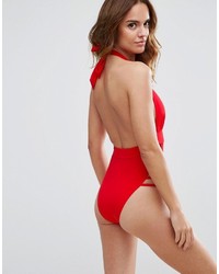 Asos Ultra Strappy High Leg Cut Out Plunge Swimsuit