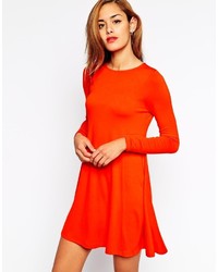 Asos Collection Swing Dress With Long Sleeves And Seam Detail
