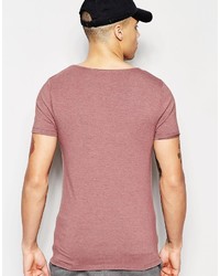 Asos Brand Muscle T Shirt With Scoop Neck And Raw Edges In Brown