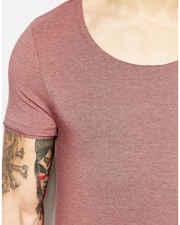 Asos Brand Muscle T Shirt With Scoop Neck And Raw Edges In Brown